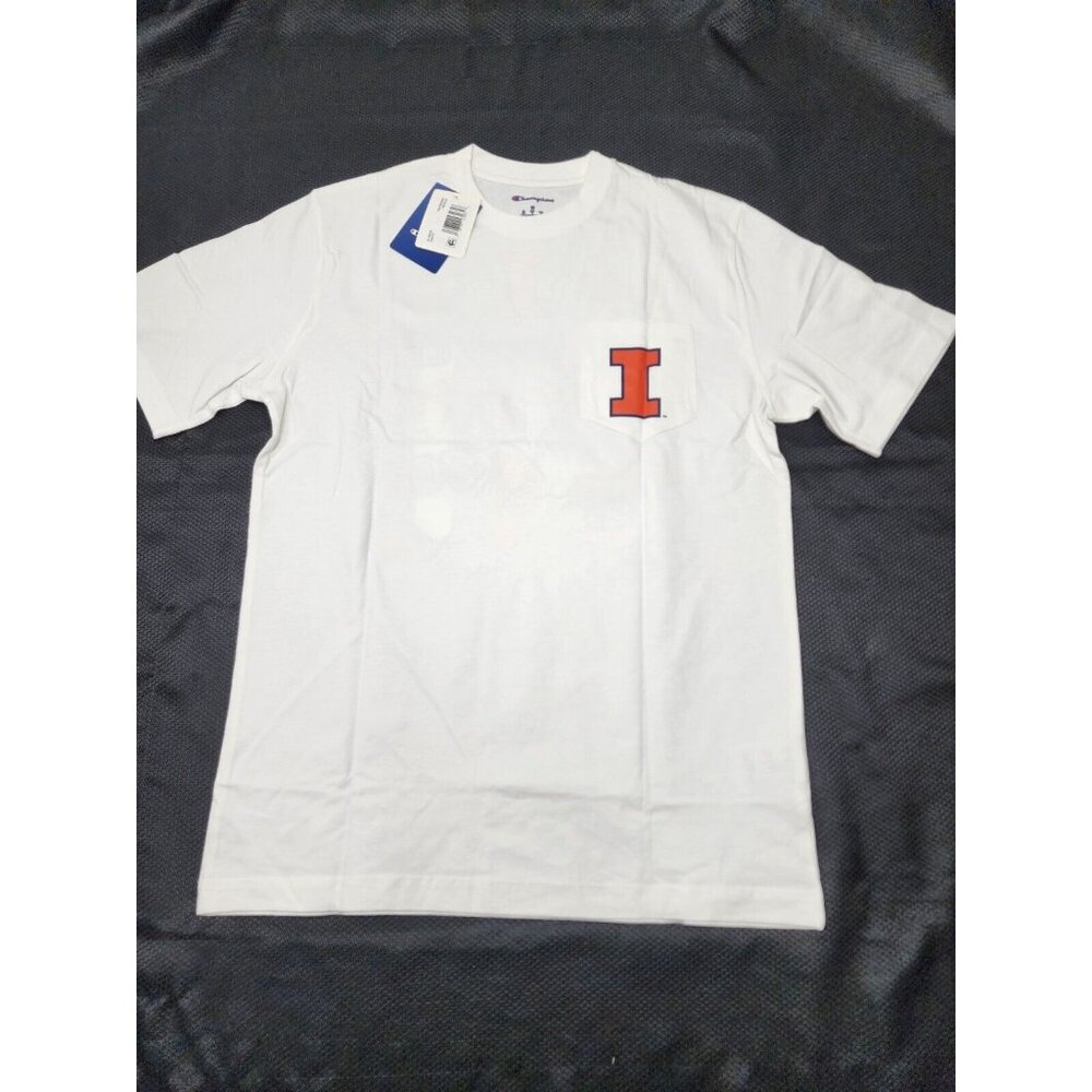 New Champions Illinois Fighting Illin Basketball White Short Sleeve Shirt Size M